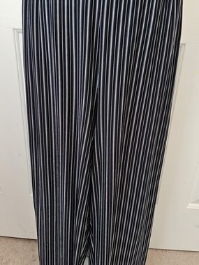 Laura Ashley Black with White Pinstripe Elastic Waist Pants